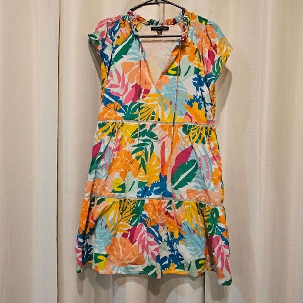 Boston Proper- Abstract Forest Tiered Sundress Dress Multi- Size XS
